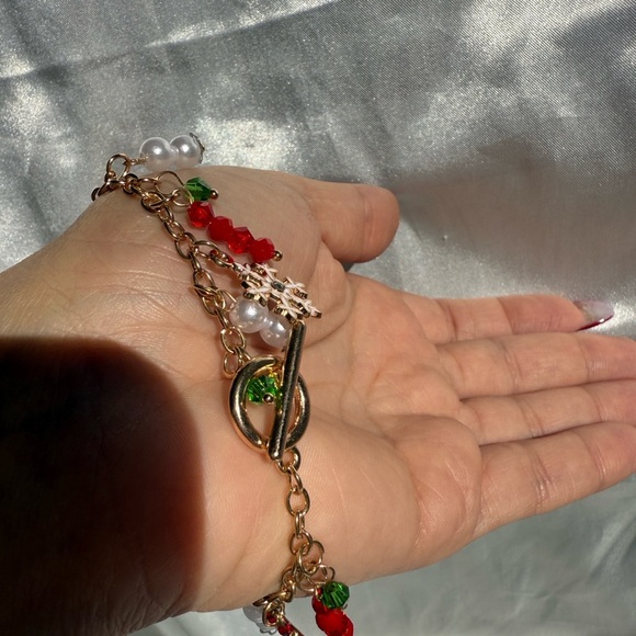 Christmas Charm Bracelet with Santa Tree Gift PendantsFestive Gold Chain Holiday - Picture 11 of 12